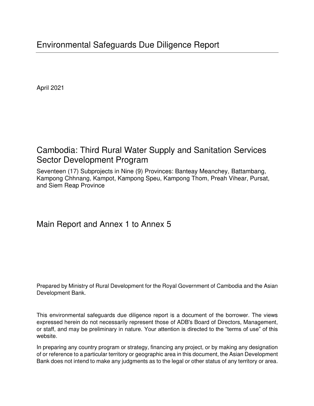 Environmental Safeguards Due Diligence Report Cambodia: Third