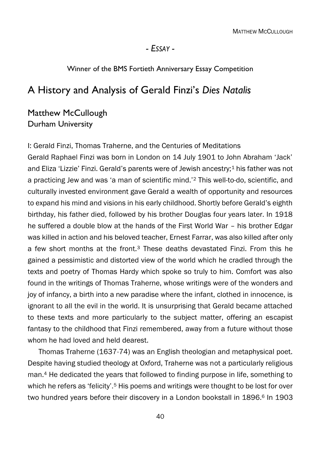 A History and Analysis of Gerald Finzi's Dies Natalis