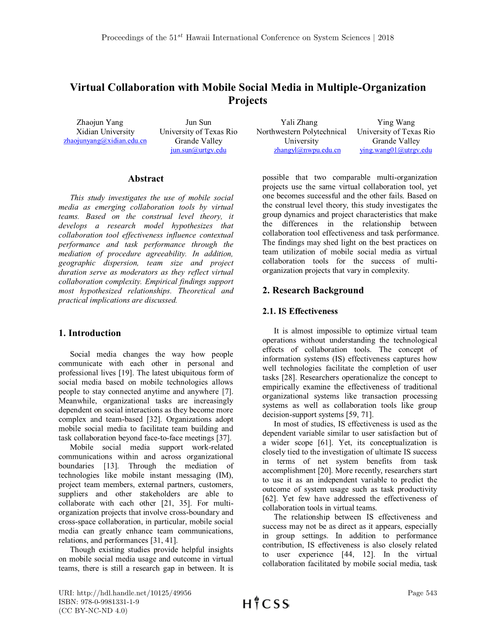 Virtual Collaboration with Mobile Social Media in Multiple-Organization Projects