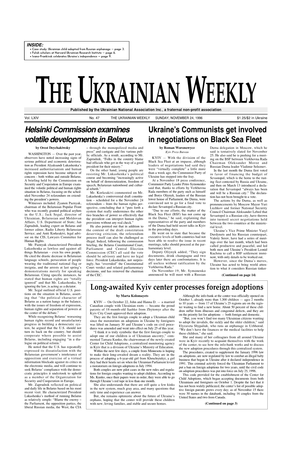 The Ukrainian Weekly 1996, No.47