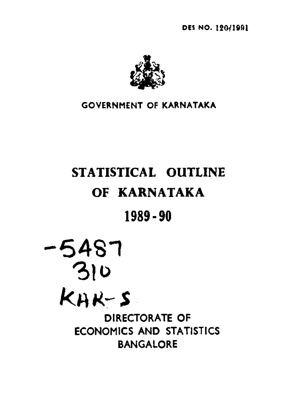 Statistical Outline of Karnataka 1989-90