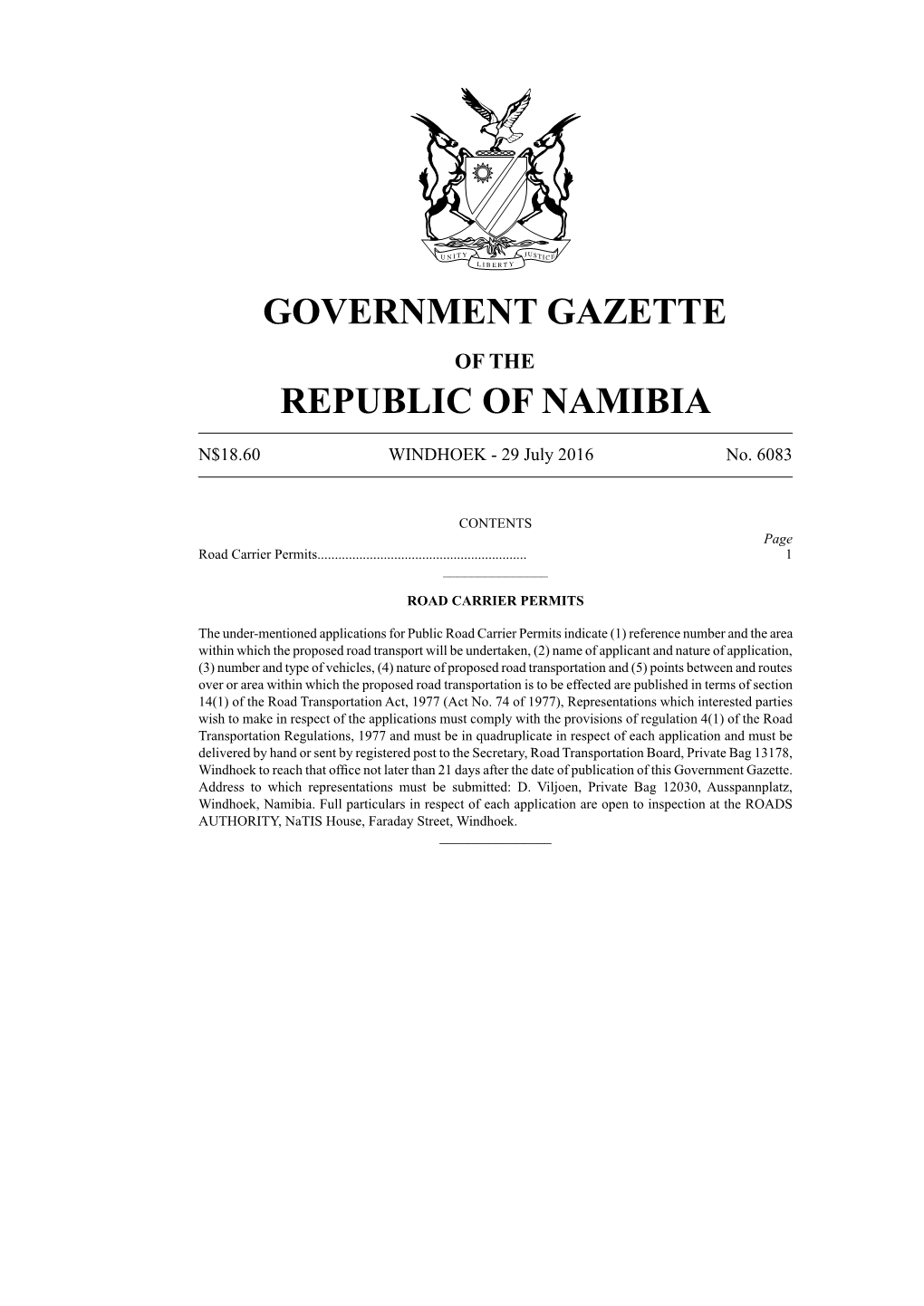 Government Gazette Republic Of
