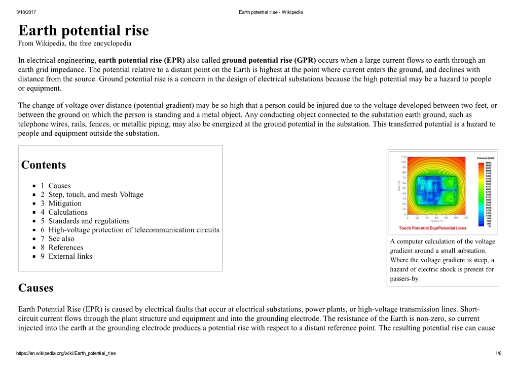 Earth Potential Rise ­ Wikipedia Earth Potential Rise from Wikipedia, the Free Encyclopedia
