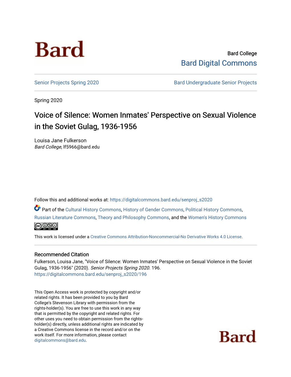 Women Inmates' Perspective on Sexual Violence in the Soviet Gulag, 1936-1956