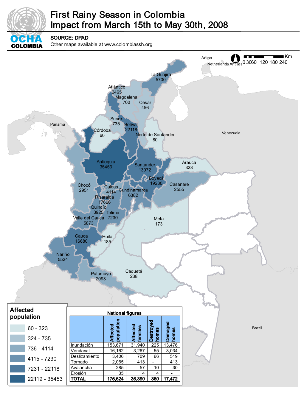 OCHA SOURCE: DPAD COLOMBIA Other Maps Available at Aruba ° Km