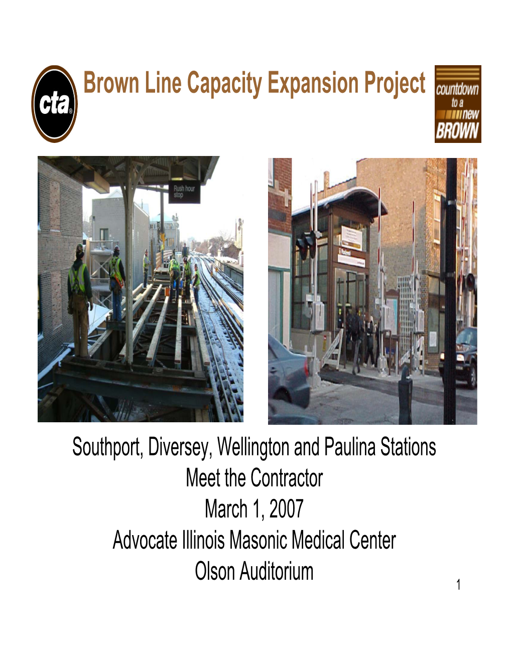 Brown Line Capacity Expansion Project Agenda