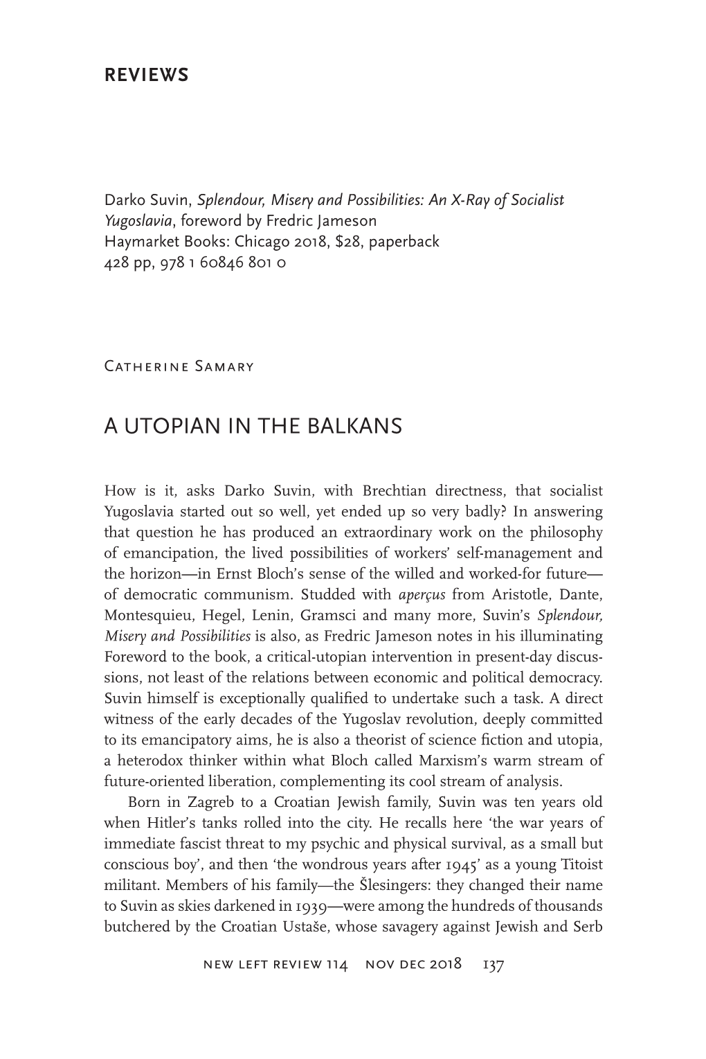 A Utopian in the Balkans