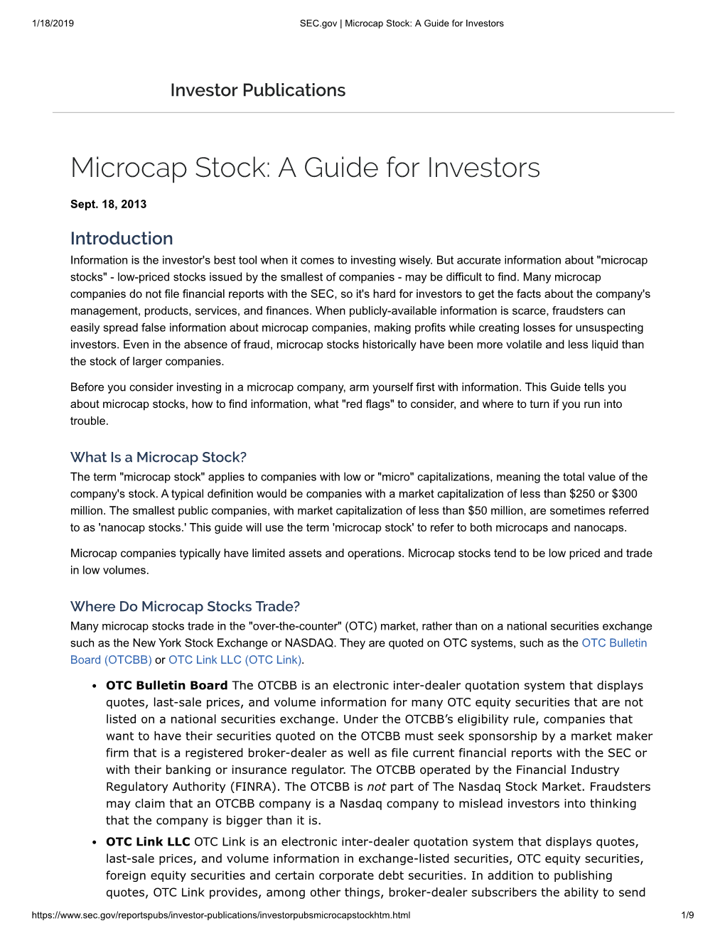 Microcap Stock: a Guide for Investors