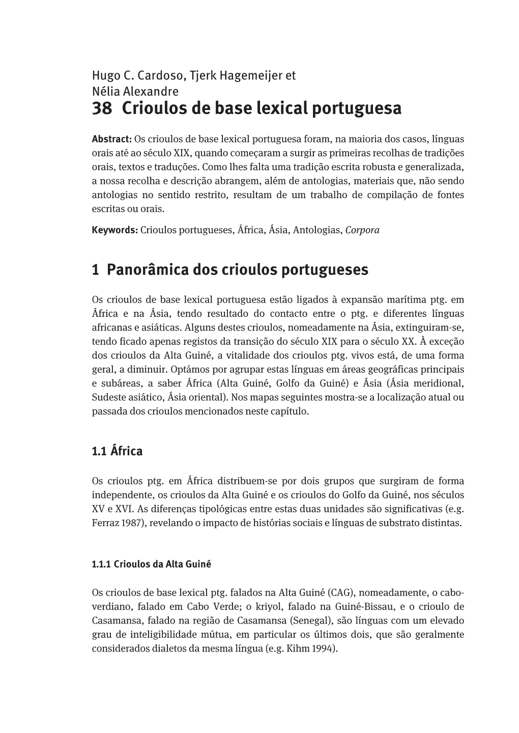 38 Crioulos De Base Lexical Portuguesa