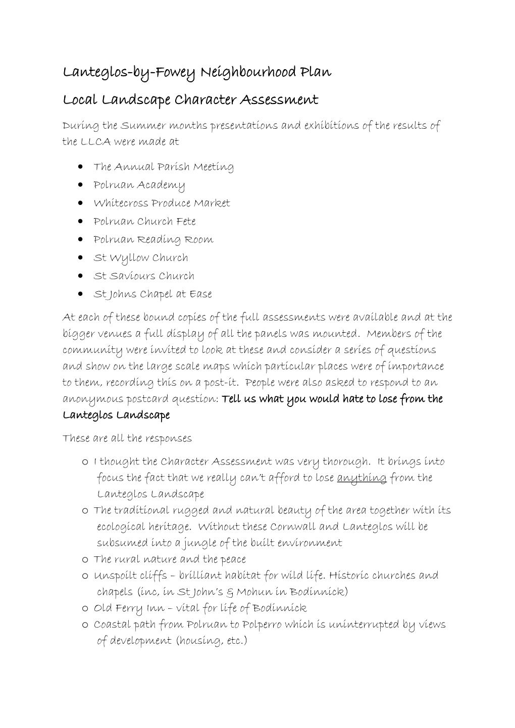 Lanteglos-By-Fowey Neighbourhood Plan Local Landscape