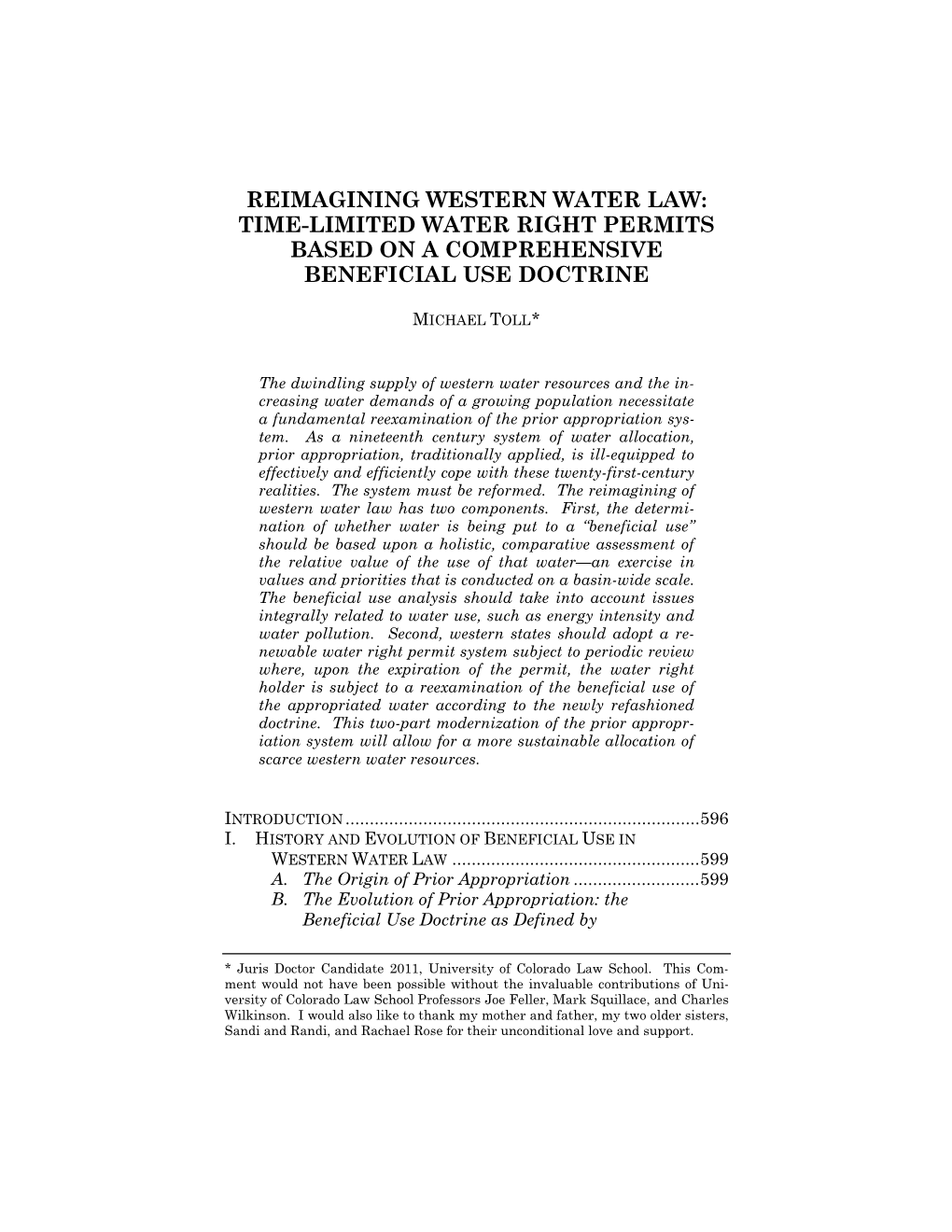 Reimagining Western Water Law: Time-Limited Water Right Permits Based on a Comprehensive Beneficial Use Doctrine