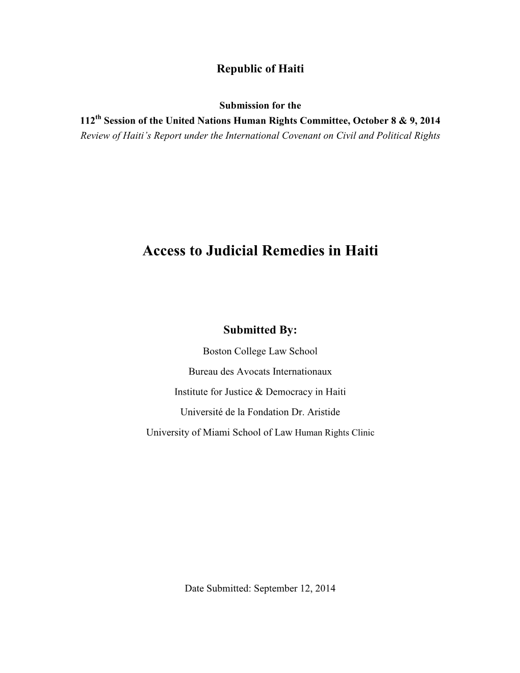 Access to Judicial Remedies in Haiti