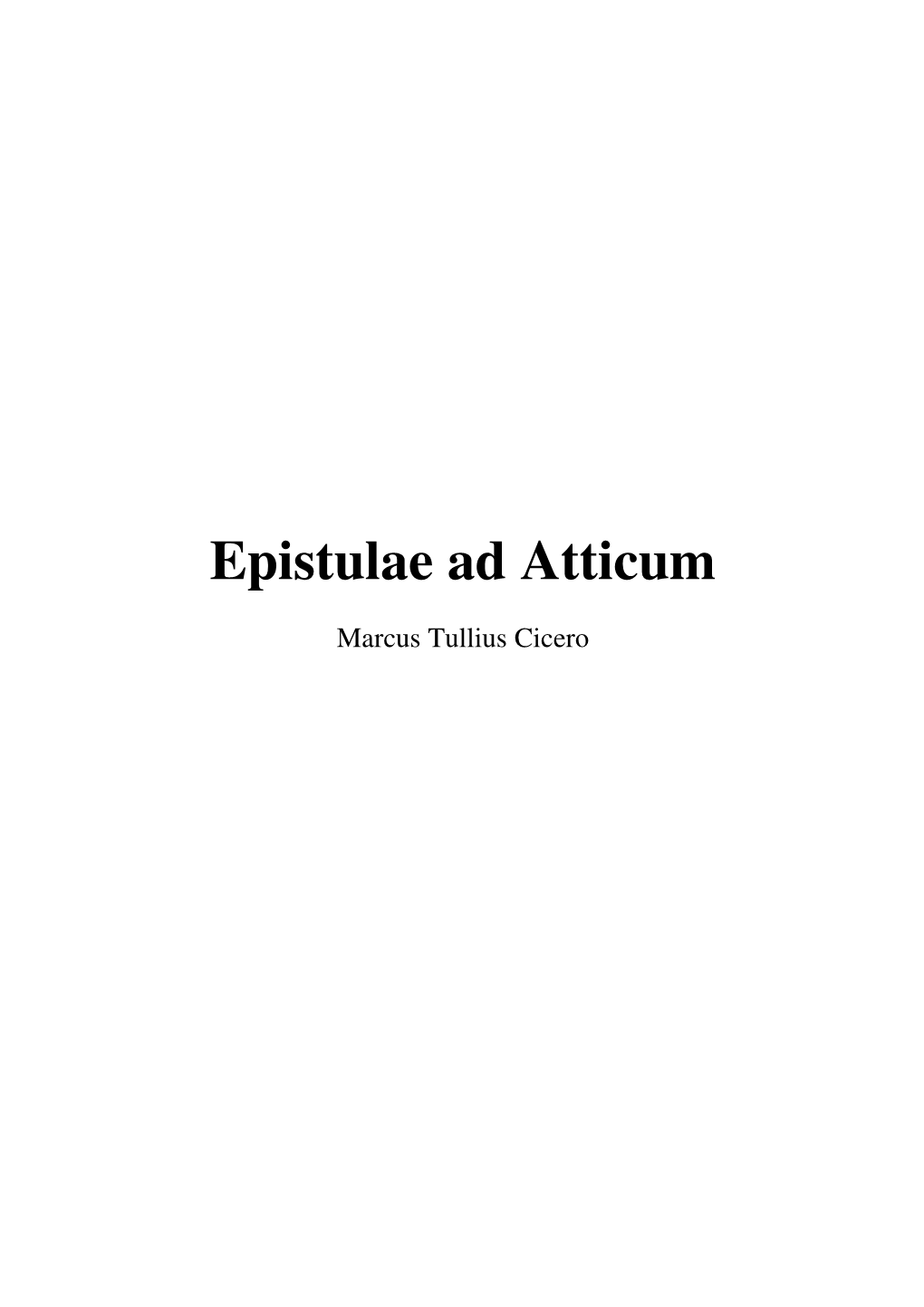 Epistulae Ad Atticum