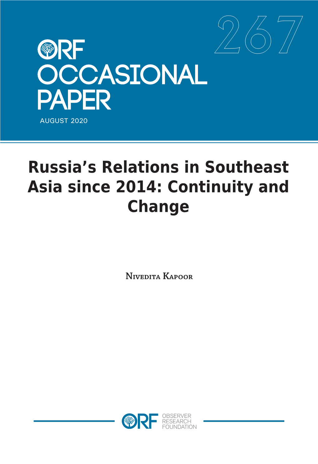 Russia's Relations in Southeast Asia Since 2014: Continuity and Change