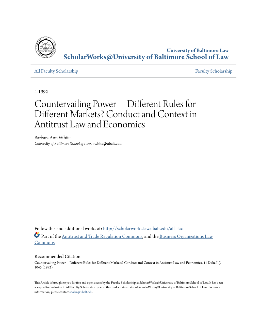 Countervailing Power—Different Rules for Different Markets? Conduct and Context in Antitrust Law and Economics