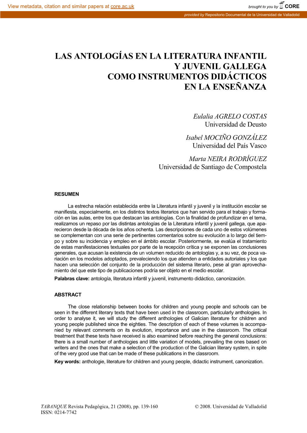 Las Antologías En La Literatura Infantil Y Juvenil Gallega Como Instrumentos Didácticos En La Enseñanza