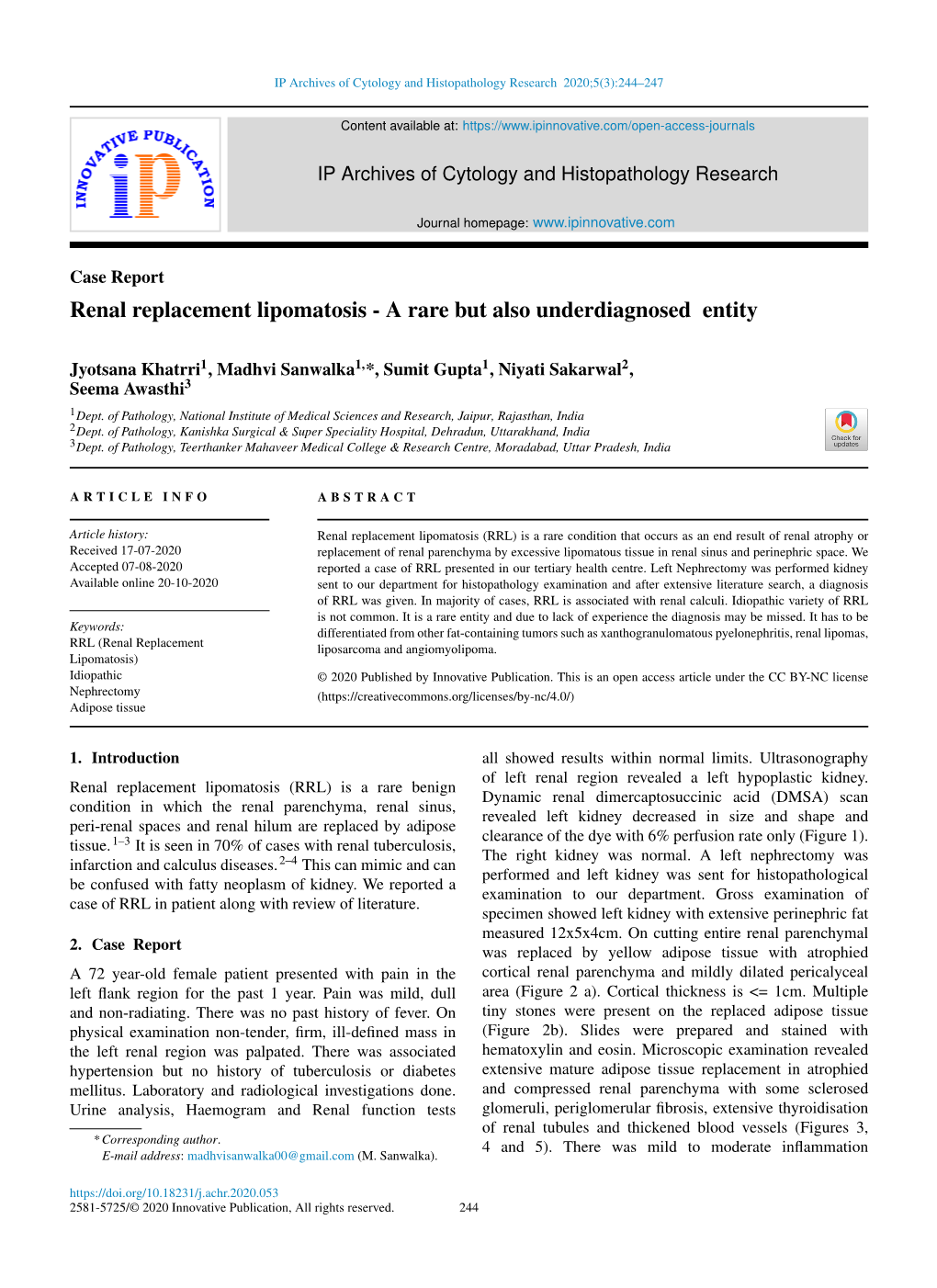 Renal Replacement Lipomatosis - a Rare but Also Underdiagnosed Entity