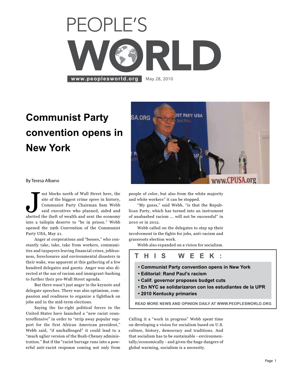 Communist Party Convention Opens in New York