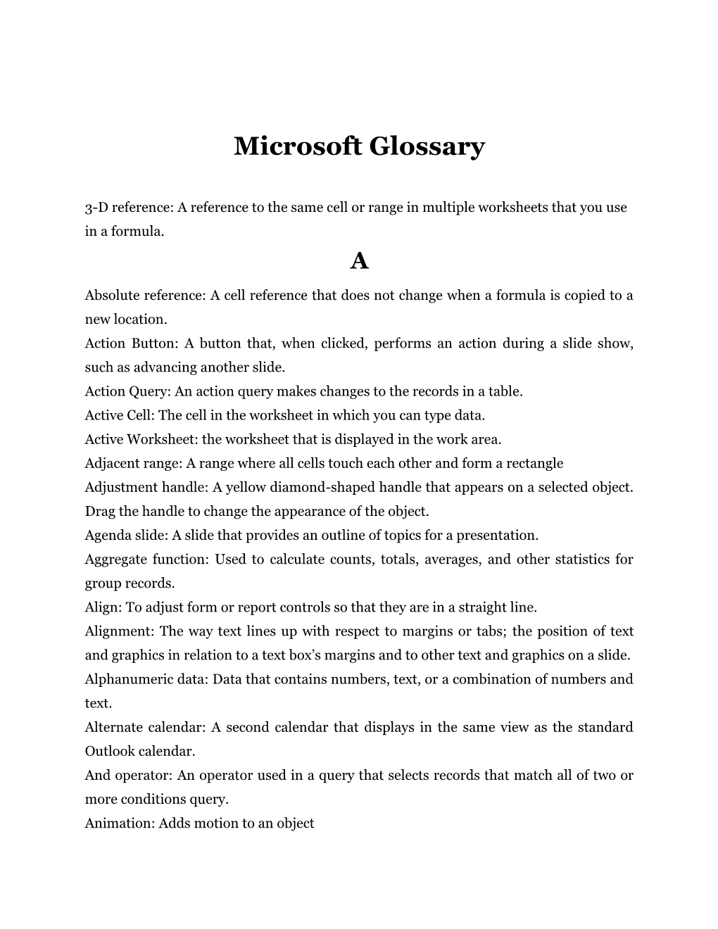 Microsoft Glossary