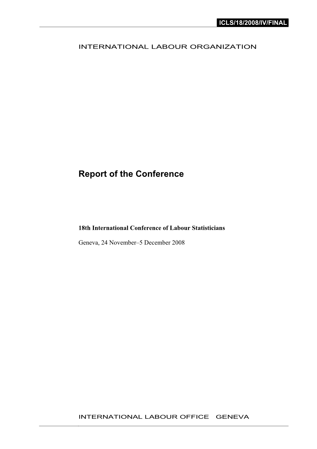 Report of the 18Th International Labour