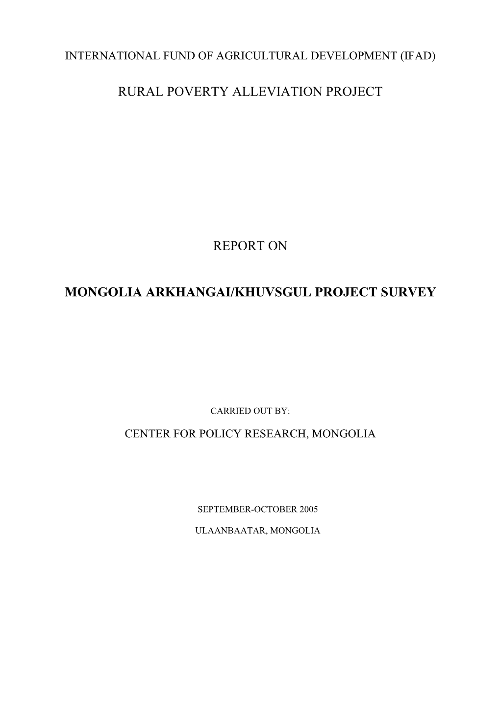 Rural Poverty Alleviation Project Report On