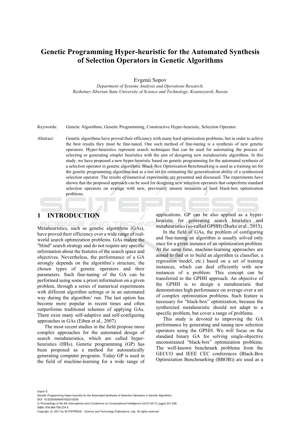 Genetic Programming Hyper-Heuristic for the Automated Synthesis of Selection Operators in Genetic Algorithms