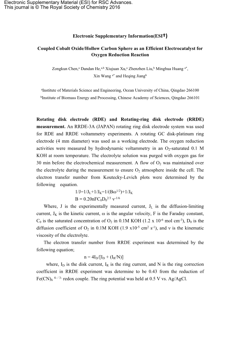 Electronic Supplementary Information(ESI†) Coupled Cobalt