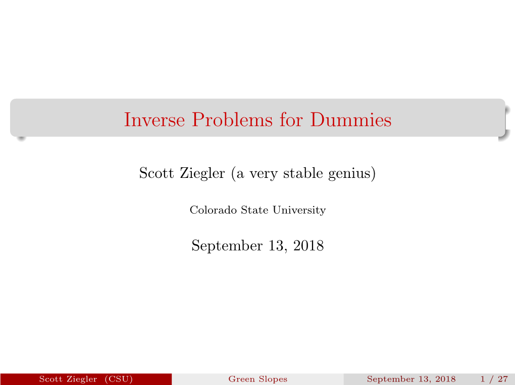 Inverse Problems for Dummies