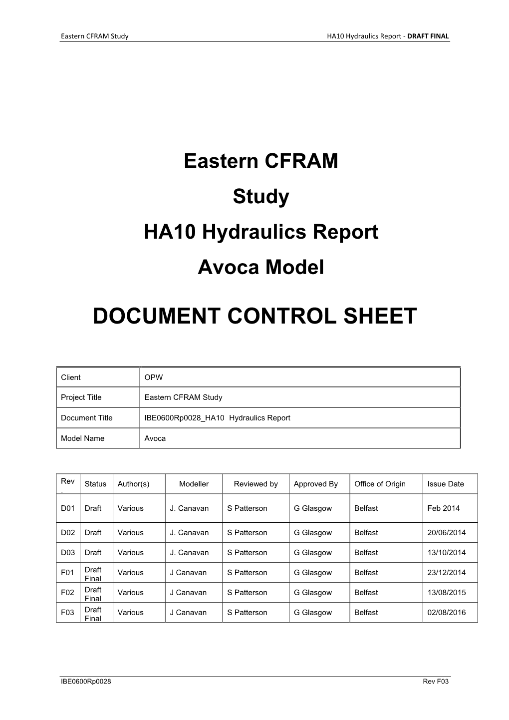 Eastern CFRAM Study HA10 Hydraulics Report Avoca Model