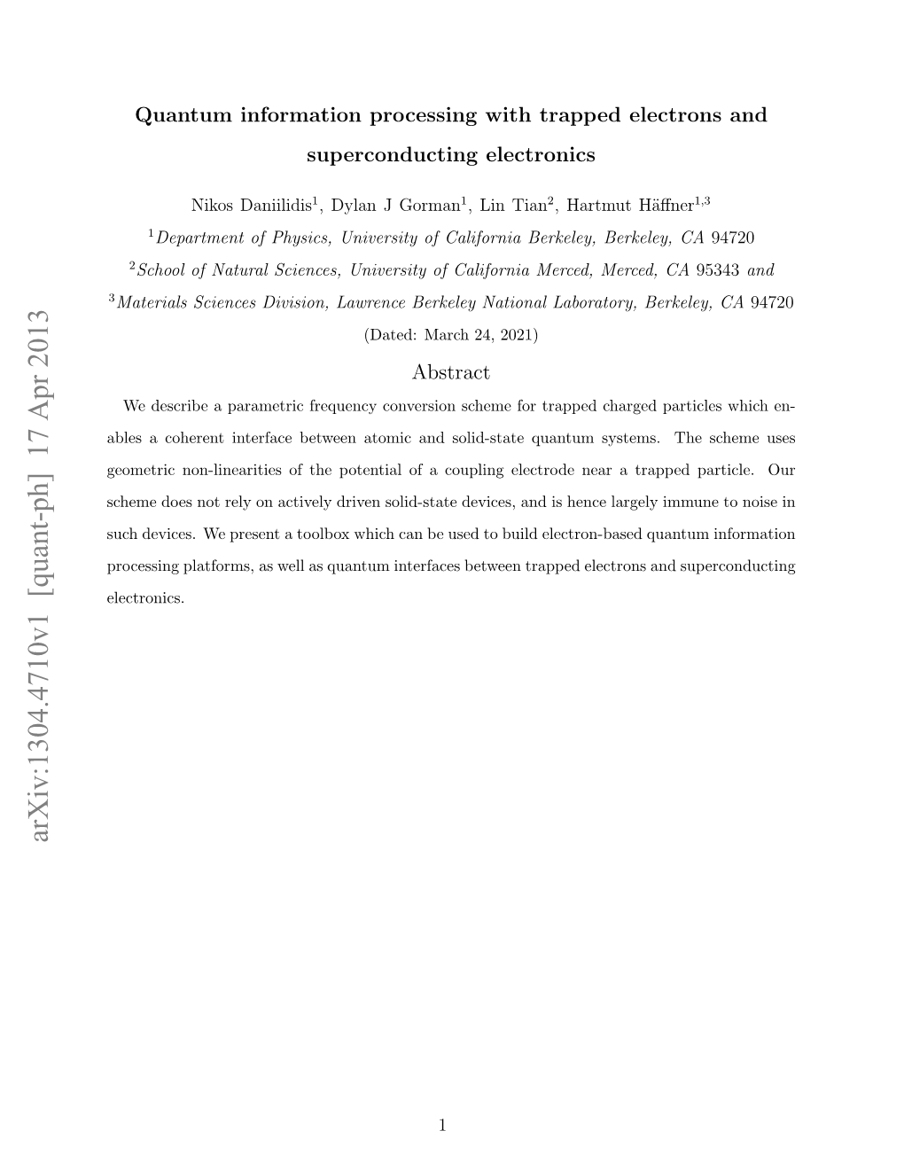 Quantum Information Processing with Trapped Electrons and Superconducting Electronics