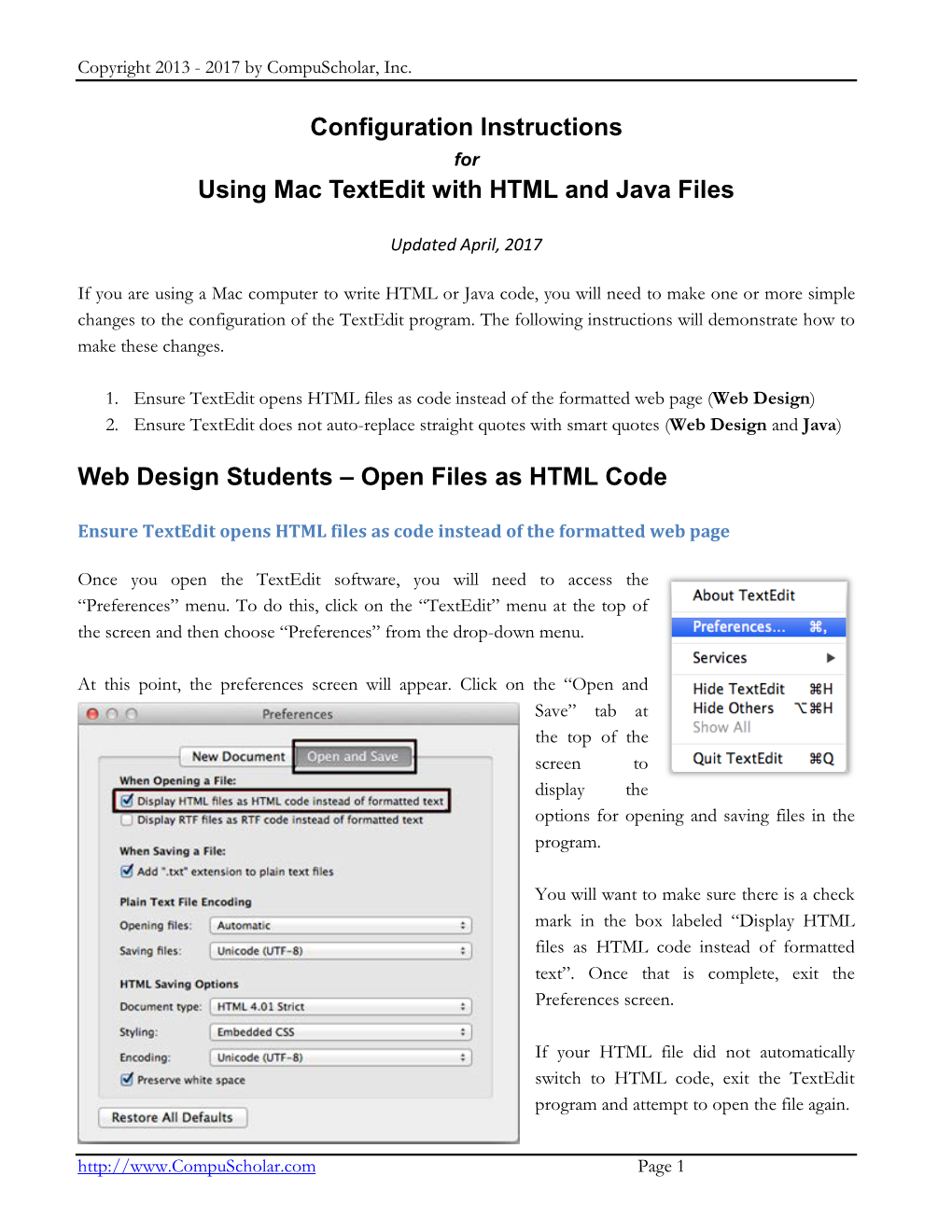 Required Mac OS Textedit Configuration Instructions