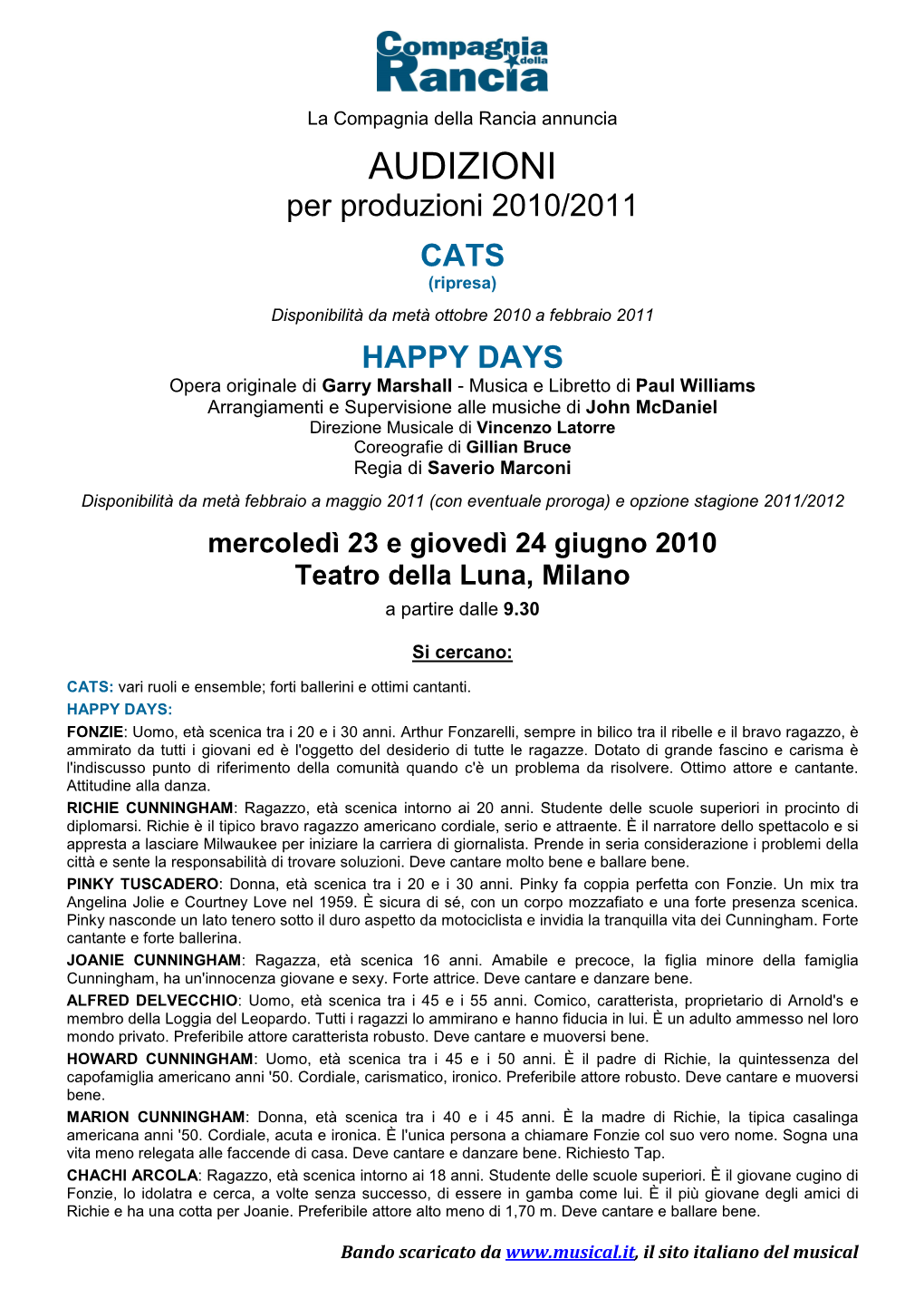 HAPPYDAYS Audizioni