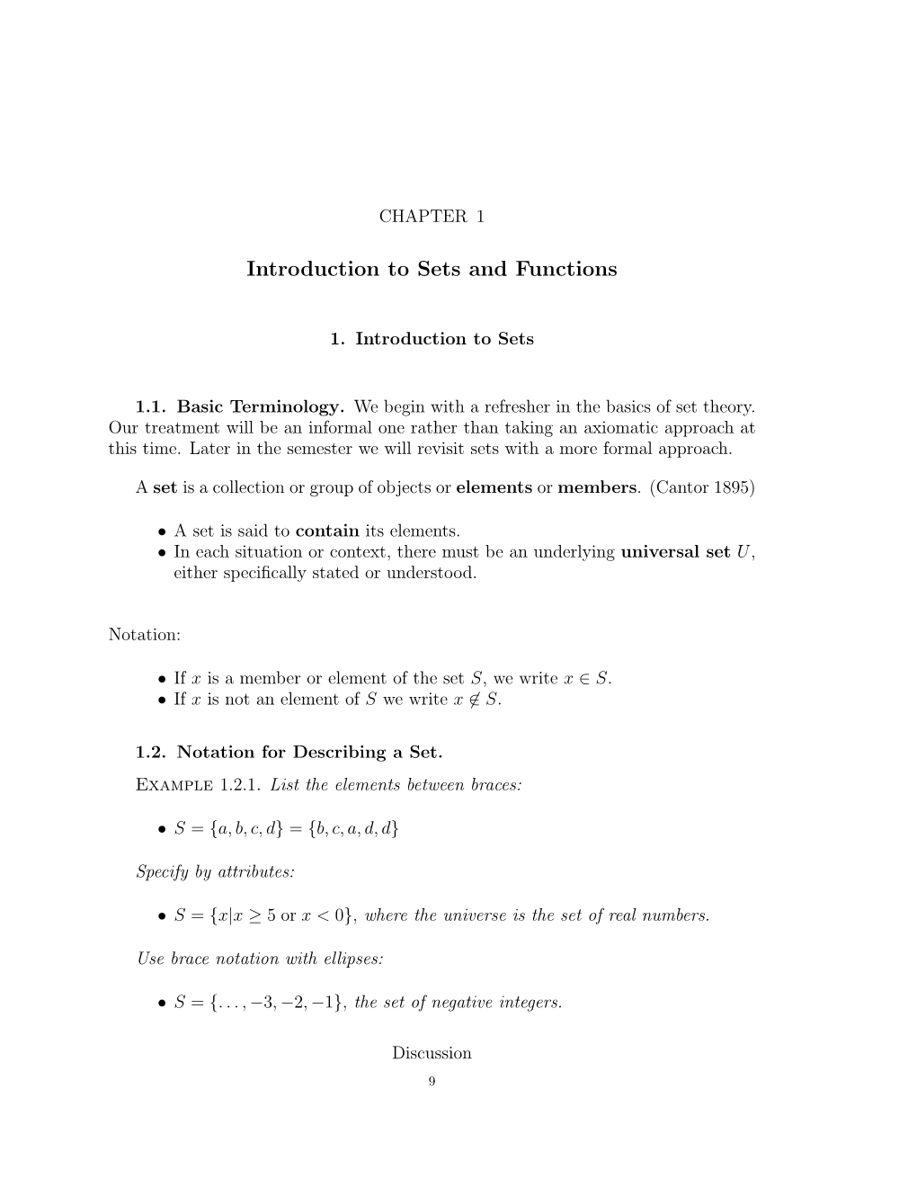 Introduction to Sets and Functions