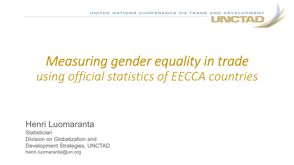 Measuring Gender Equality in Trade Using EECCA Official Statistics By