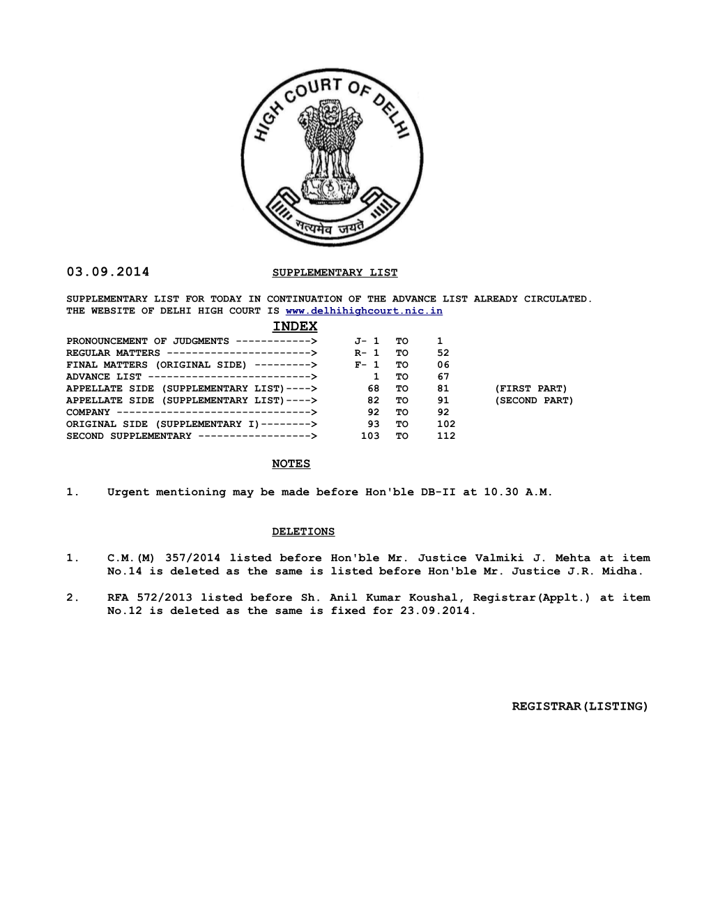 Notes Registrar(Listing)