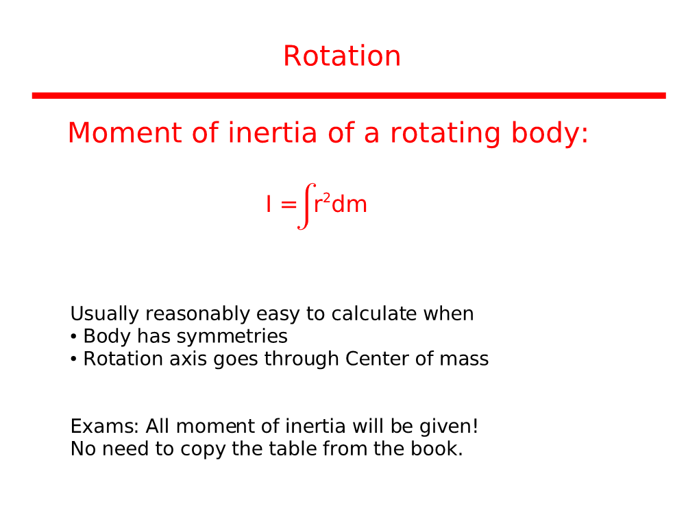 Rotation Moment of Inertia of a Rotating Body: W