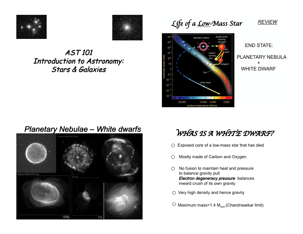 Planetary Nebulae – White Dwarfs WHAS IS a WHITE DWARF?