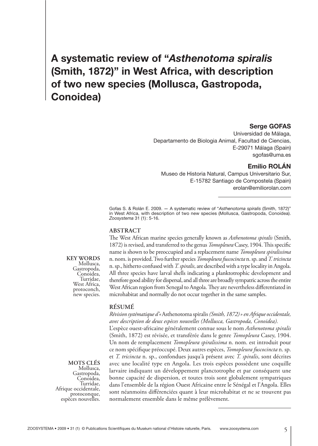 A Systematic Review of “Asthenotoma Spiralis (Smith, 1872)” in West Africa, with Description of Two New Species (Mollusca, Gastropoda, Conoidea)