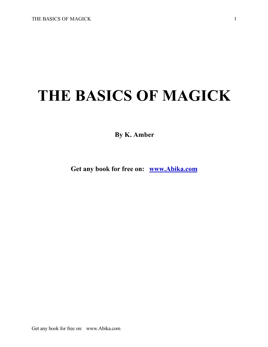 The Basics of Magick 1