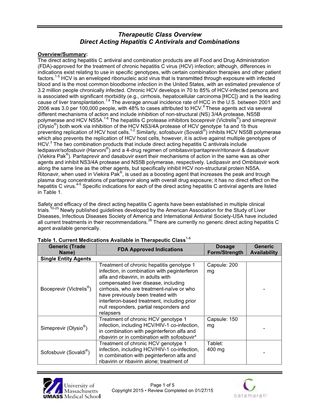 Hepatitis C Antivirals and Combinations, Direct Acting