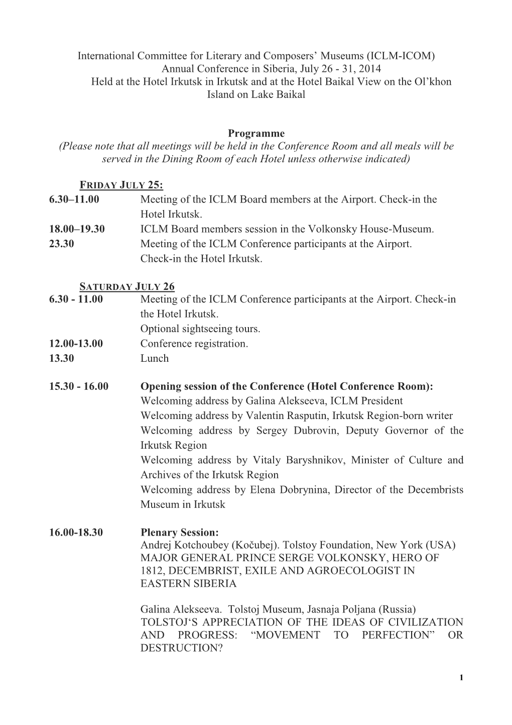 Program of Annual ICLM Conference2014