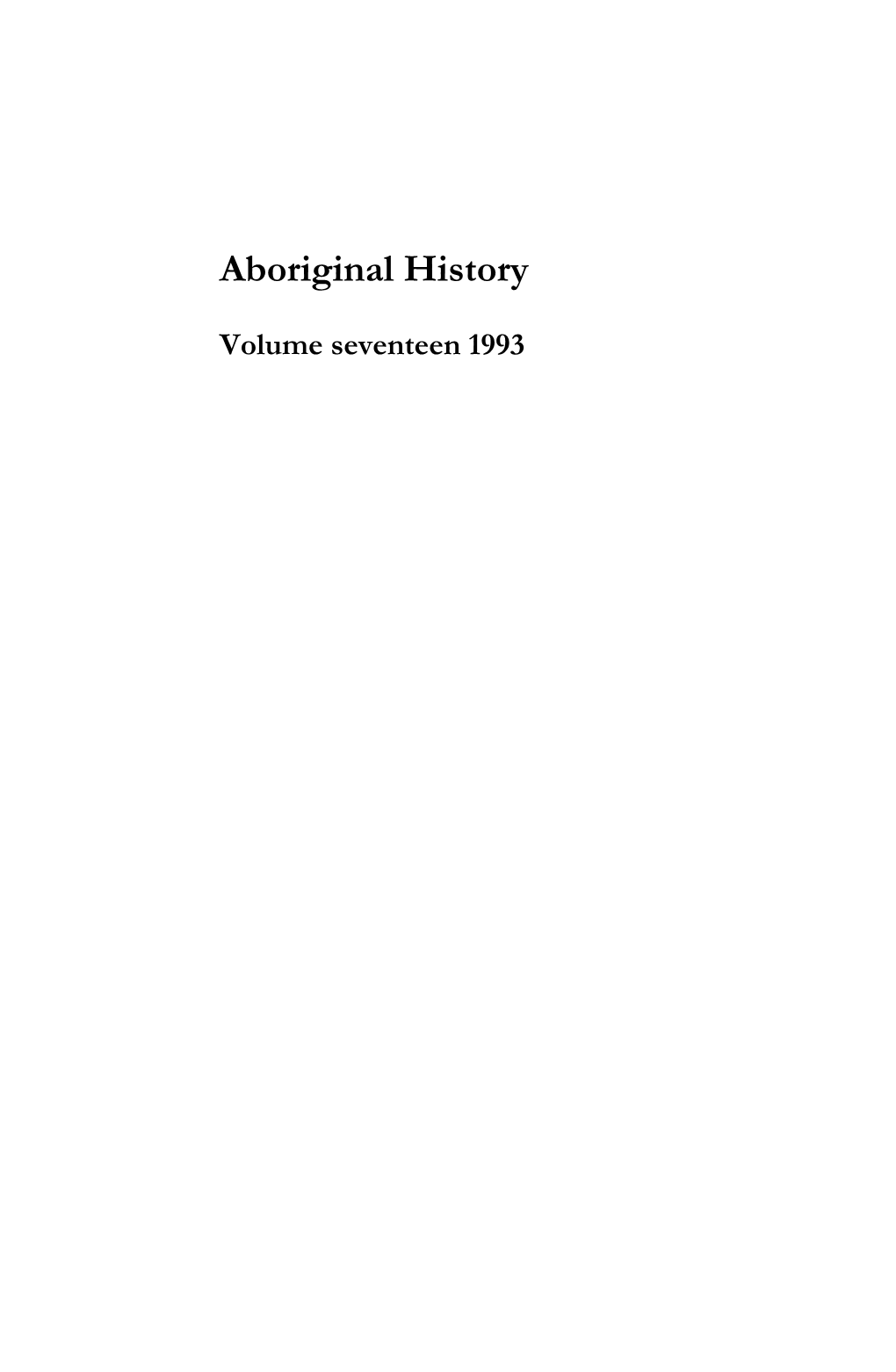 Aboriginal History Journal