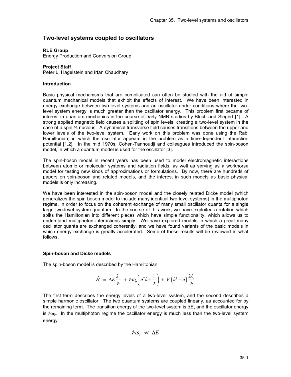 Two-Level Systems Coupled to Oscillators