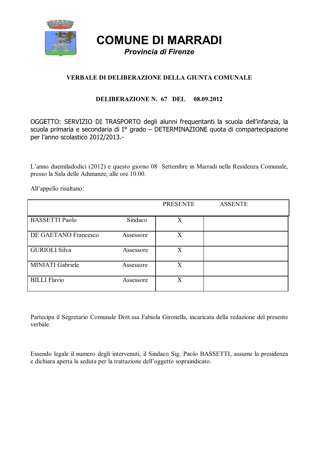 COMUNE DI MARRADI Provincia Di Firenze