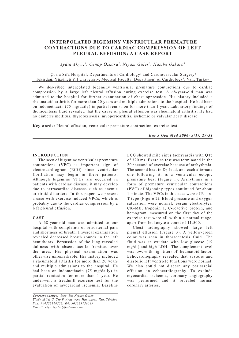 Interpolated Bigeminy Ventricular Premature Contractions Due to Cardiac Compression of Left Pleural Effusion: a Case Report