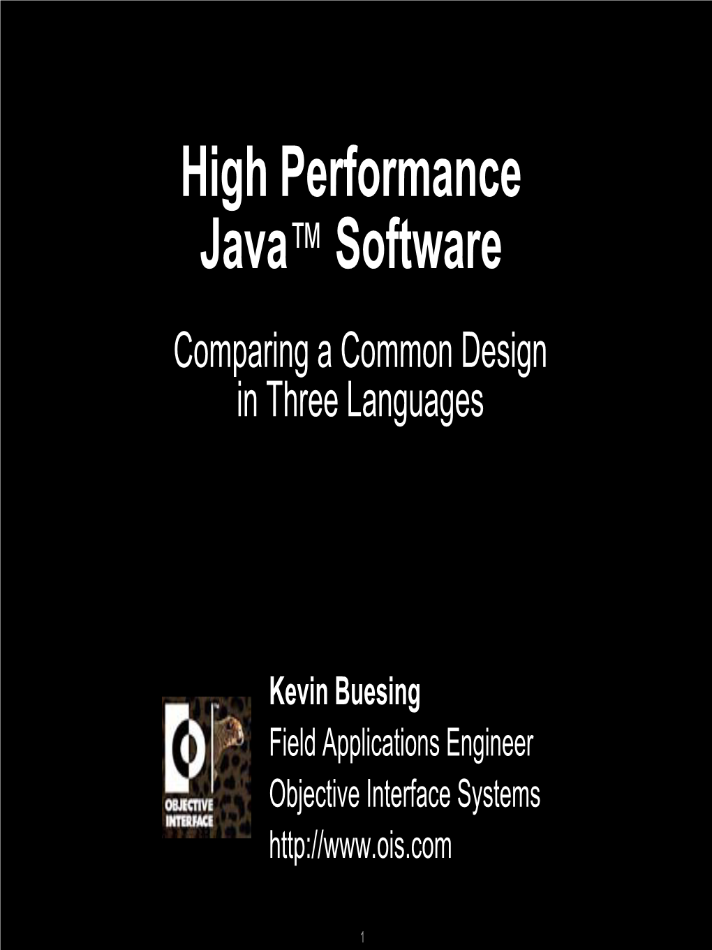 High Performance Java Software