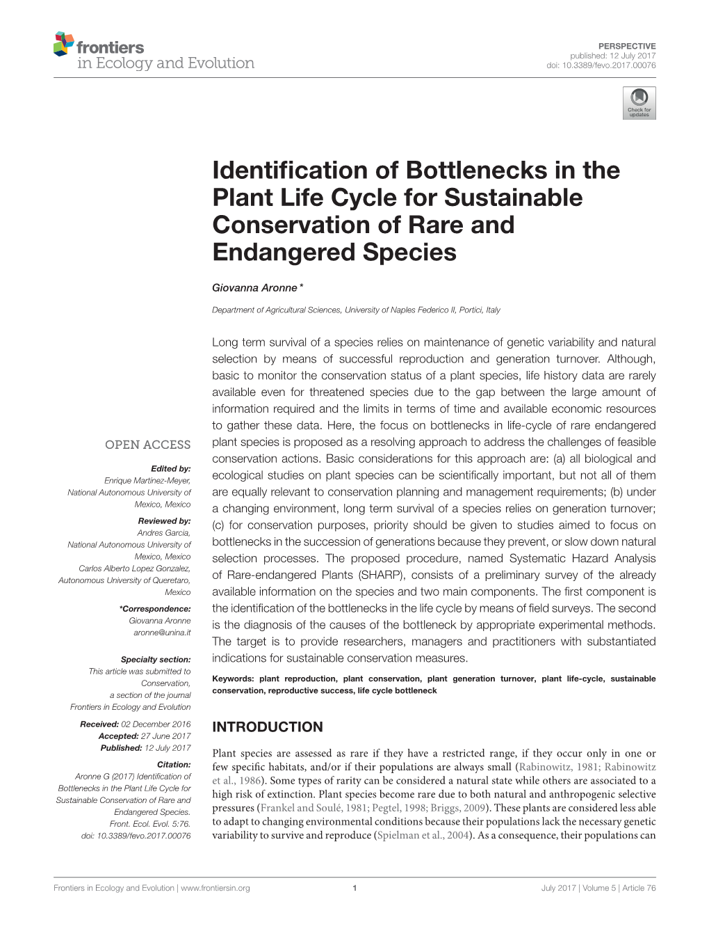 Identification of Bottlenecks in the Plant Life Cycle for Sustainable