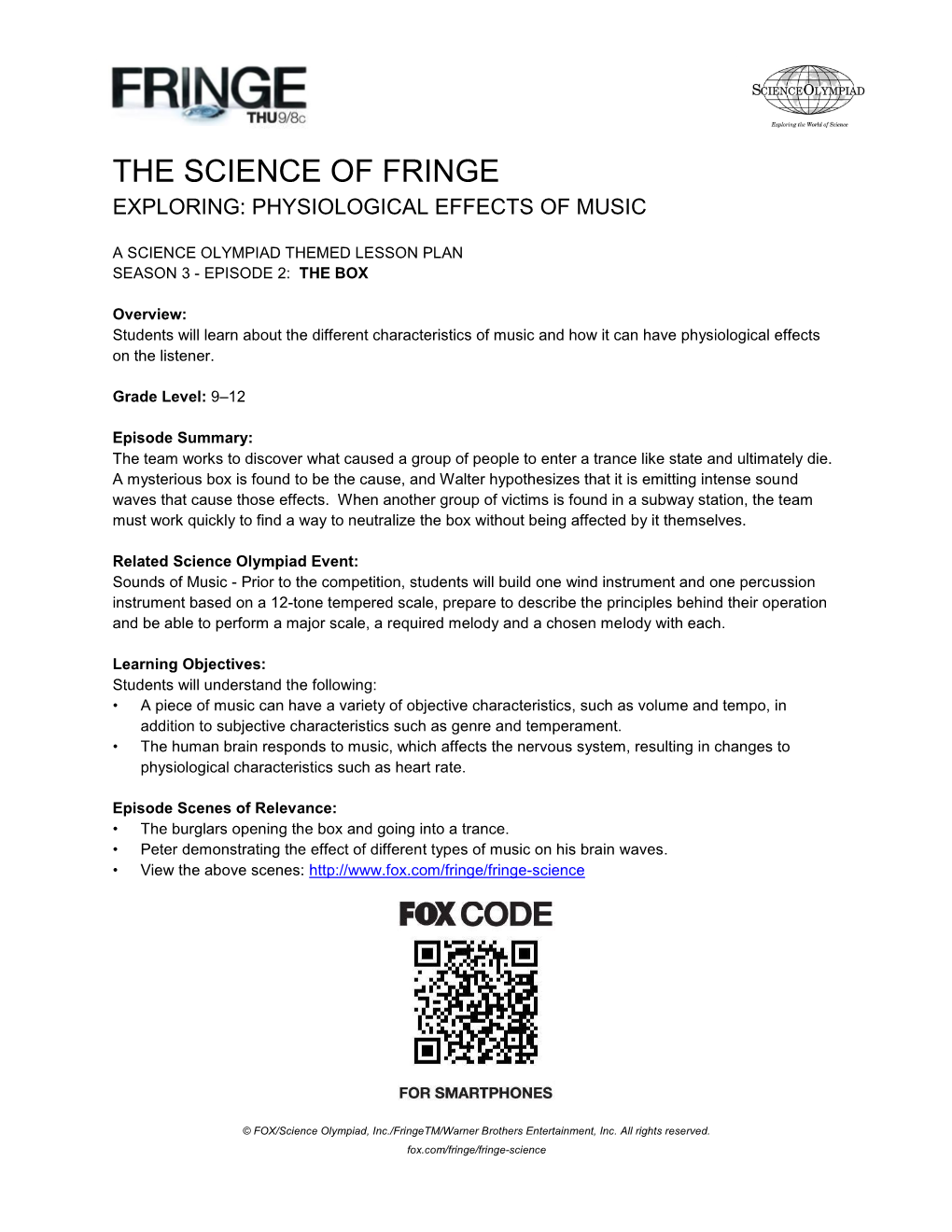 The Science of Fringe Exploring: Physiological Effects of Music