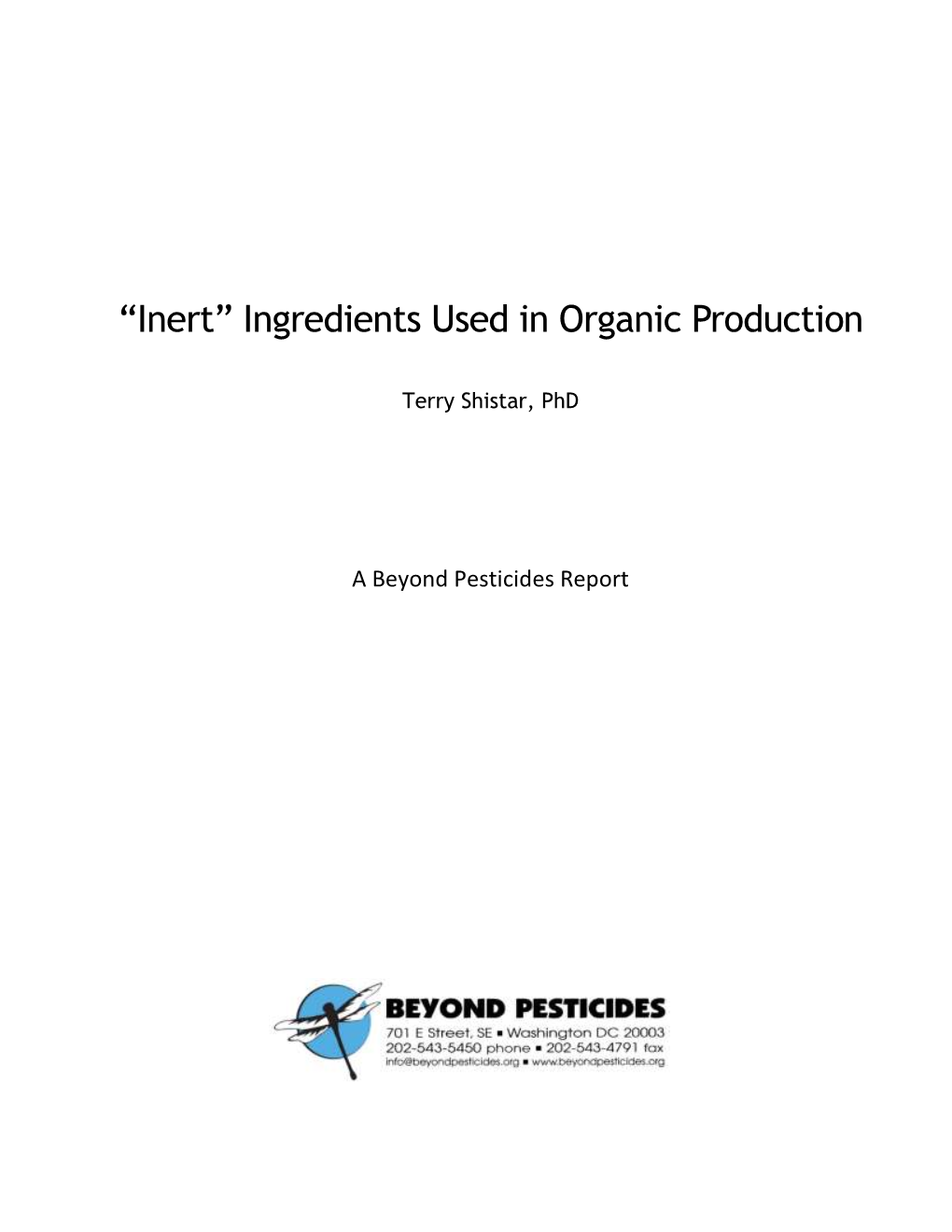 “Inert” Ingredients Used in Organic Production