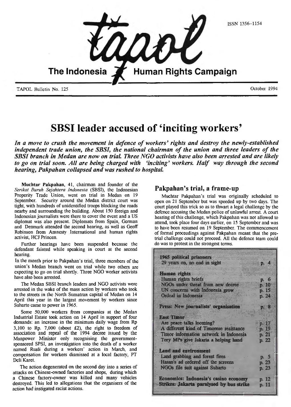 SBSI Leader Accused of 'Inciting Workers'